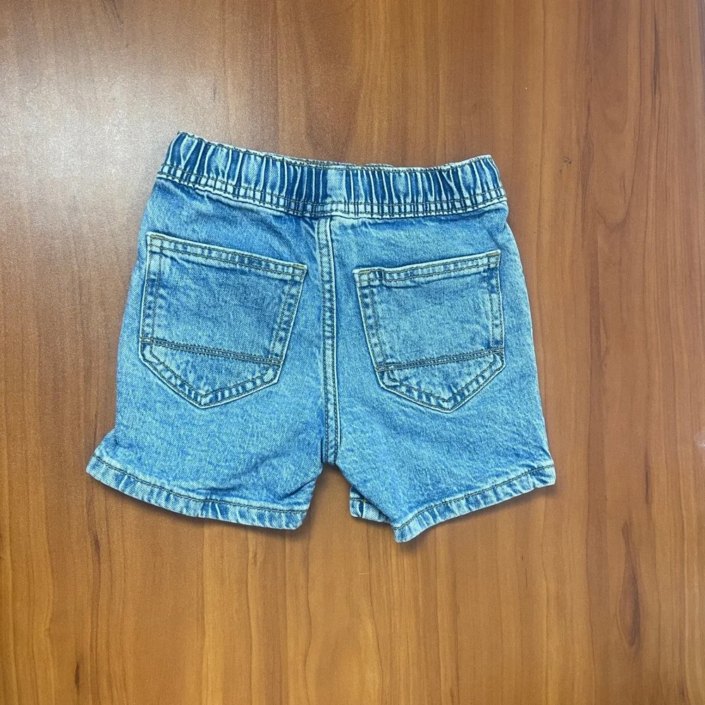 Cat & Jack Toddler 3T Outfit Set Striped Lemon T-Shirt and Denim Shorts NWT